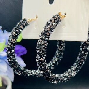 Hoop Earrings crushed candy design in black